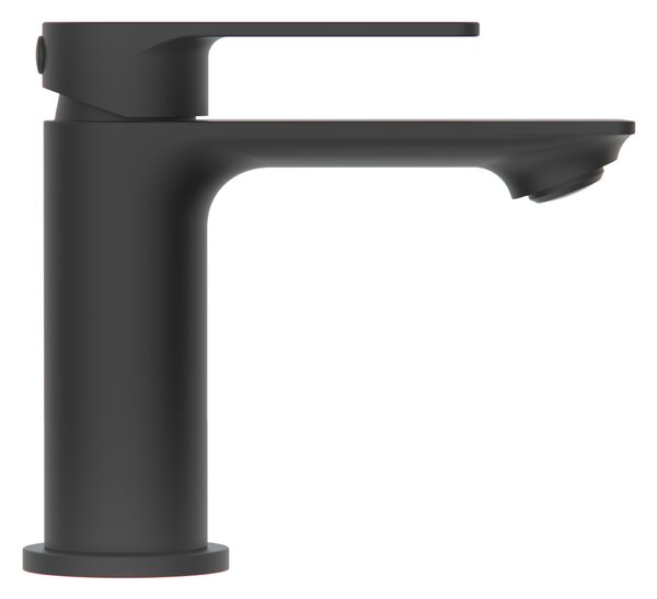 Invena Rikia, baterie lavoar + dop de scurgere ClickClack, h-128, negru mat, INV-BU-24-104-A