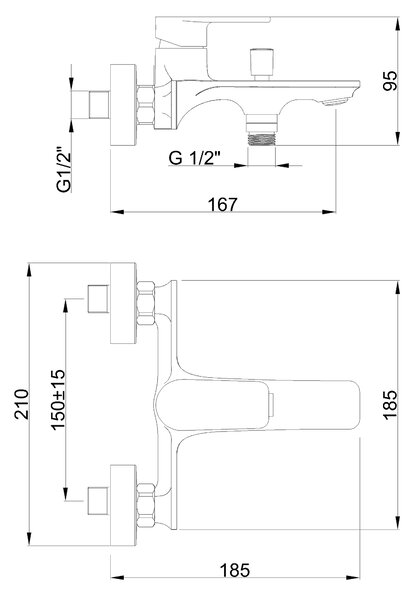 Invena Rikia, baterie de baie cu montare pe perete, 150 mm, cromată, INV-BW-24-101-A Leták: https://cloud.invena.pl/s/nnXaZKg3crBrRkz/download?path=%2FPliki%20do%20strony%20www%2FBW-24-101-A/Inne/BW-24-101-A-ulotka…