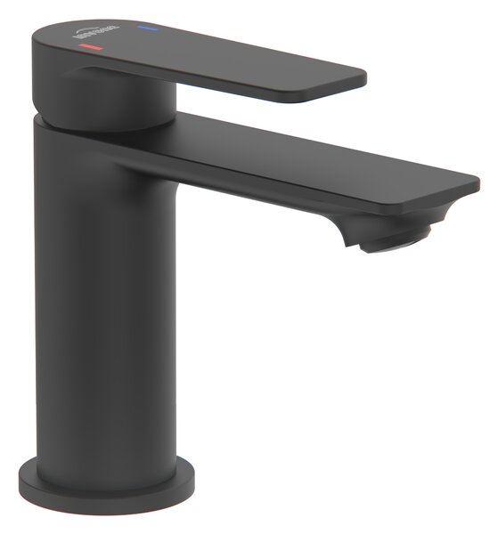 Invena Rikia, baterie lavoar + dop de scurgere ClickClack, h-128, negru mat, INV-BU-24-104-A