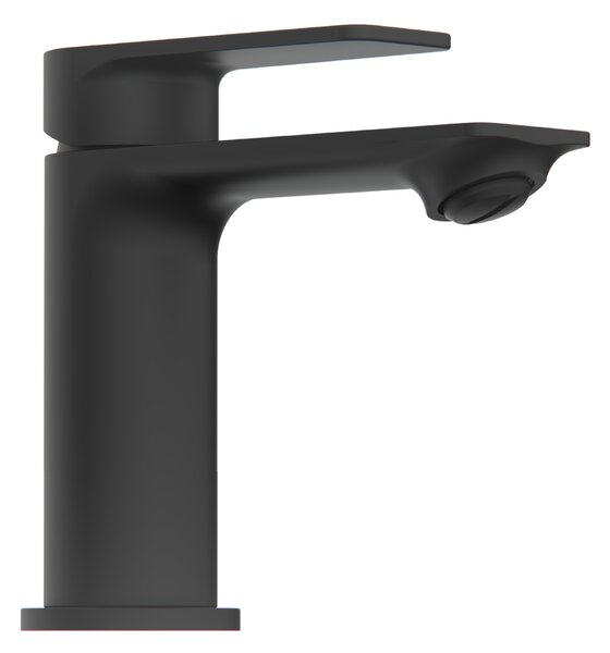 Invena Rikia, baterie lavoar + dop de scurgere ClickClack, h-128, negru mat, INV-BU-24-104-A