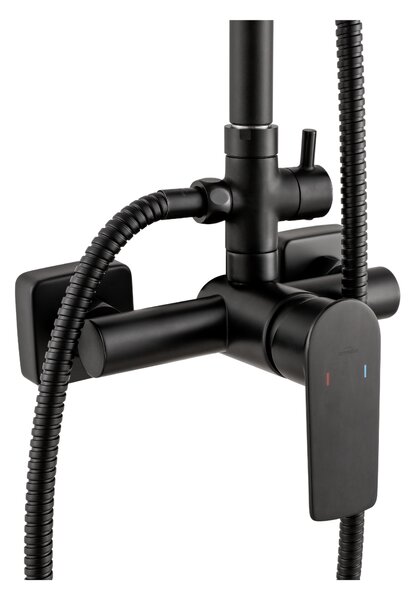 Invena Stelona, ​​set de duș cu baterie cu pârghie, negru mat, INV-AU-34-B04-Q