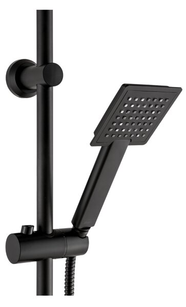 Invena Stelona, ​​set de duș cu baterie cu pârghie, negru mat, INV-AU-34-B04-Q