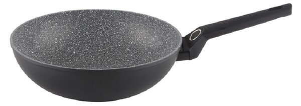 Tigaie wok Zilan ZLN3345, Diametru 28 cm, Adancime 9 cm, Material aluminiu, Compatibil inductie, Interior granit, Maner soft touch
