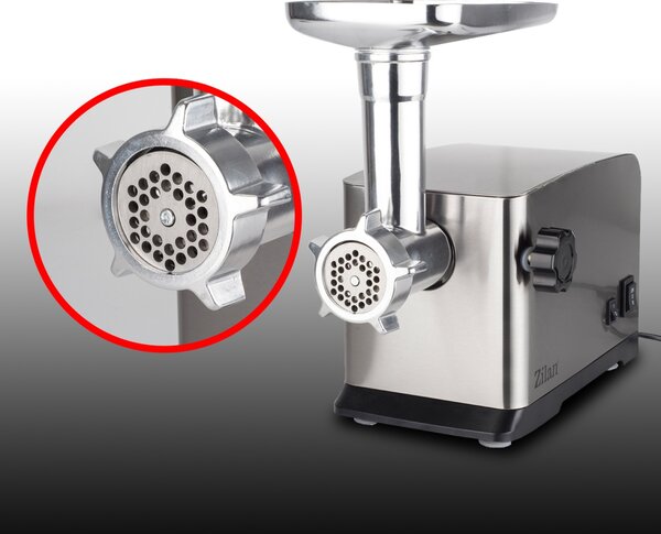 Masina tocat carne Zilan ZLN2409, 1800 W, functie revers, tava aluminiu, accesorii carnati