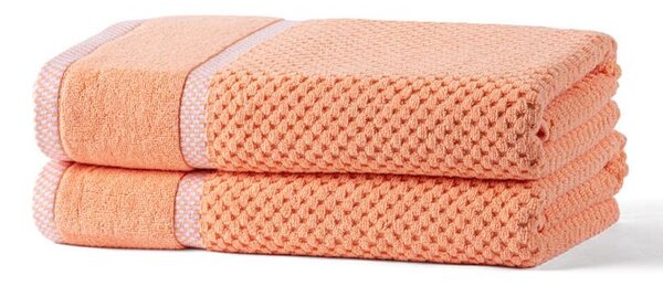 Set de 2 prosoape de baie din frotir MODENA caisă 70 x 140 cm