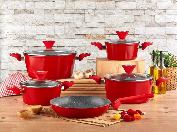 Set oale 9 piese, Zilan ZLN3260, Material aluminiu, Interior granit, Compatibil inductie