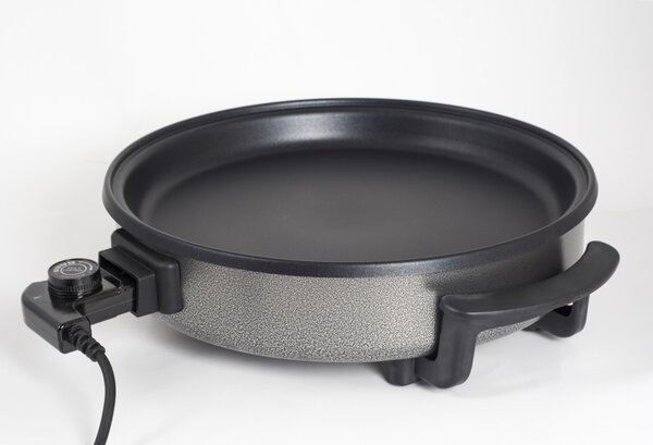 Tigaie electrica rotunda ZİLAN ZLN7870, pizza grill, diametru 38 cm, 1500 W, capac sticla, material non stick