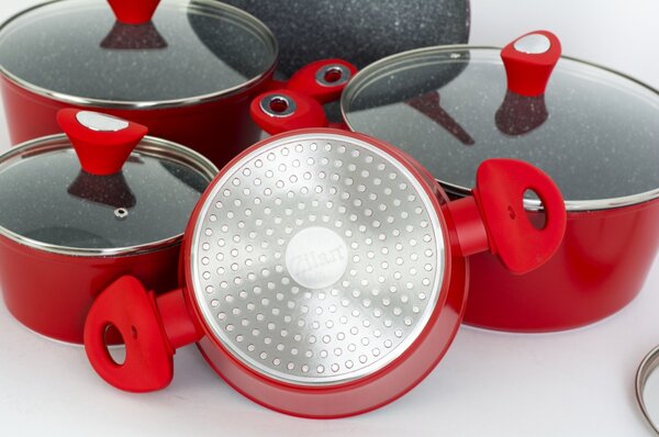 Set oale 9 piese, Zilan ZLN3260, Material aluminiu, Interior granit, Compatibil inductie