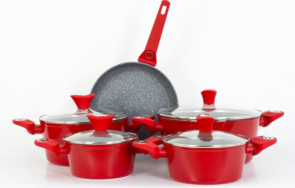 Set oale 9 piese, Zilan ZLN3260, Material aluminiu, Interior granit, Compatibil inductie