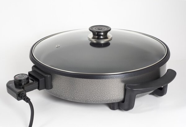 Tigaie electrica rotunda ZİLAN ZLN7870, pizza grill, diametru 38 cm, 1500 W, capac sticla, material non stick