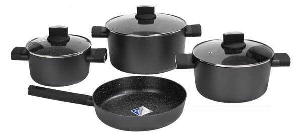 Set de oale Zilan ZLN0959 Negru, cu 7 piese, invelis din marmura si manere fine la atingere