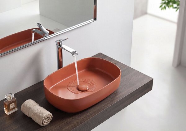 Isvea Lavoar de blat ceramic Isvea, INFINITY OVAL, 55x36cm, teracotă, 10NF65055-2U