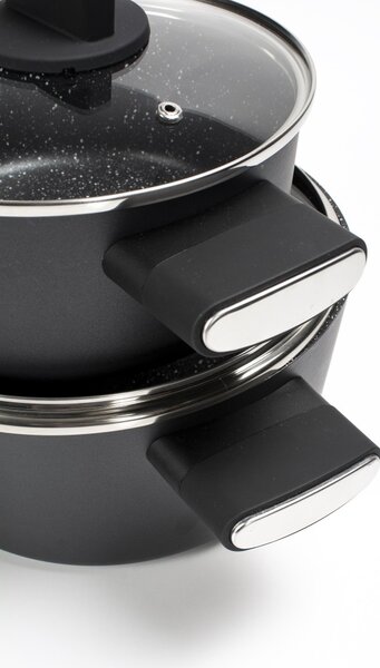 Set de oale Zilan ZLN0959 Negru, cu 7 piese, invelis din marmura si manere fine la atingere