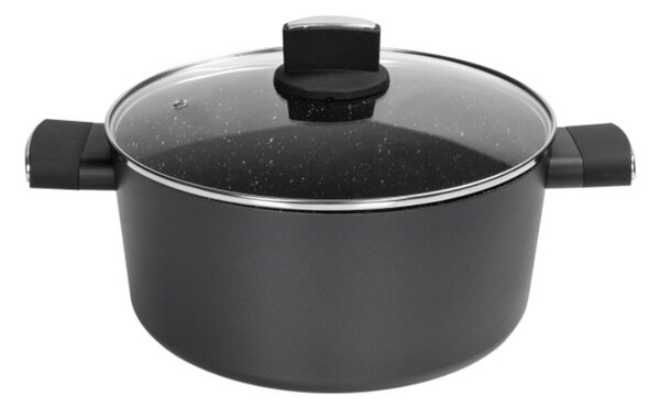 Cratita Zilan ZLN0843 Negru cu invelis din marmura, 5 straturi, 24 cm si manere fine la atingere, 4.6 L