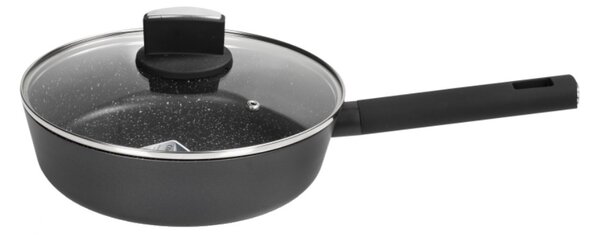 Cratita Zilan ZLN0874 Negru cu invelis din marmura, 5 straturi, 24 cm si maner fin la atingere, 2.4L