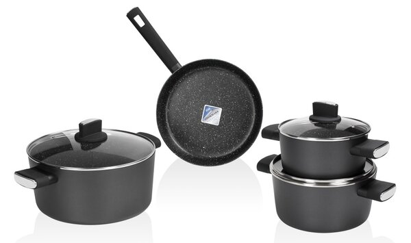 Set de oale Zilan ZLN0959 Negru, cu 7 piese, invelis din marmura si manere fine la atingere