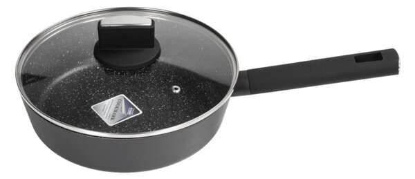 Cratita Zilan ZLN0874 Negru cu invelis din marmura, 5 straturi, 24 cm si maner fin la atingere, 2.4L