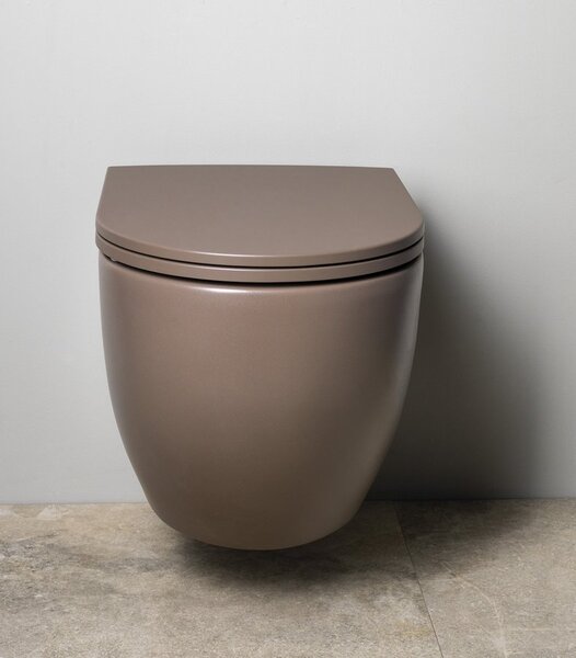 Isvea Isvea, Vas de toaletă suspendat INFINITY, Fără ramă, 36,5x53cm, gri taupe, 10NF02005-2H