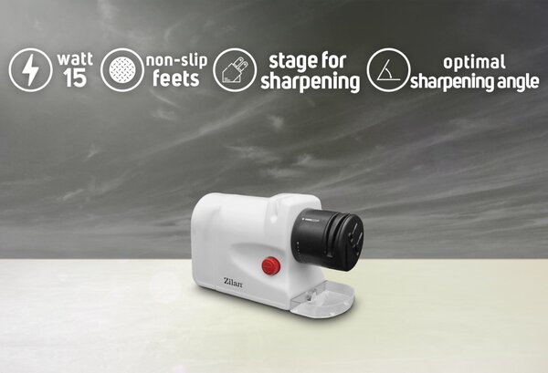 Ascutitor de cutite Zilan ZLN2175 Alb, 15W, ultra compact, 2 nivele, ascutire si slefuire
