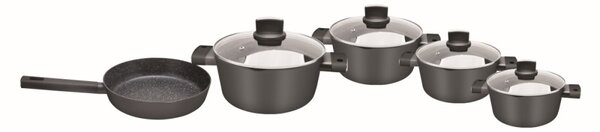Set de oale Zilan ZLN0942 Negru, cu 9 piese, invelis din marmura si manere fine la atingere