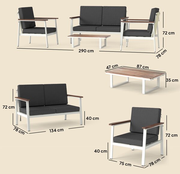 Outsunny Set Mobilier Grădină 4 Persoane: 2 Fotolii, Canapea, Măsuță | Aosom Romania