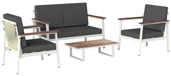 Outsunny Set Mobilier Grădină 4 Persoane: 2 Fotolii, Canapea, Măsuță | Aosom Romania