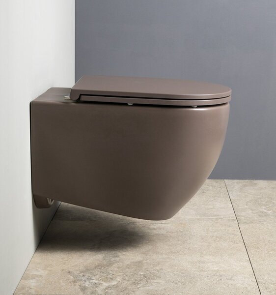 Isvea Isvea, Vas de toaletă suspendat INFINITY, Fără ramă, 36,5x53cm, gri taupe, 10NF02005-2H
