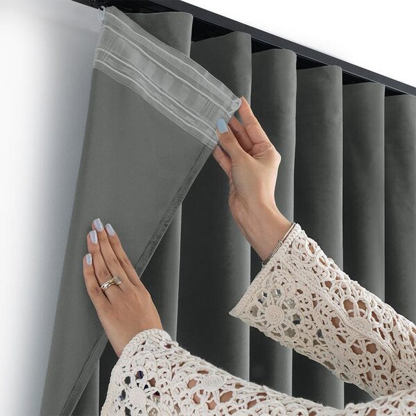 Draperie catifelată FILUMI gri închis 140 x 250 cm 1 buc