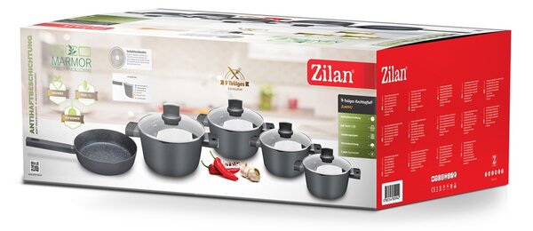 Set de oale Zilan ZLN0942 Negru, cu 9 piese, invelis din marmura si manere fine la atingere