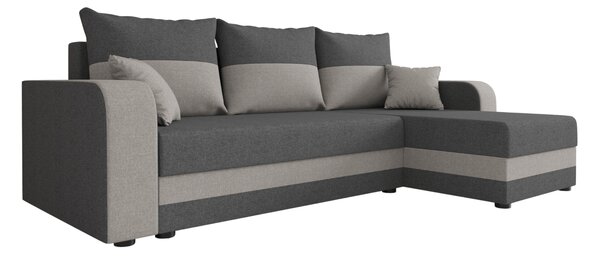 Coltar extensibil de colt VALERIO, gri inchis/gri deschis, reversibil, 238x140 cm + 2 perne GRATUIT