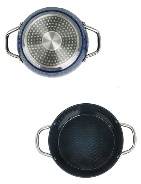 Oala cu capac Zilan ZLN9600 diamond, cu baza de inductie, ceramica si inox, usor de spalat, 20 cm,2.1L
