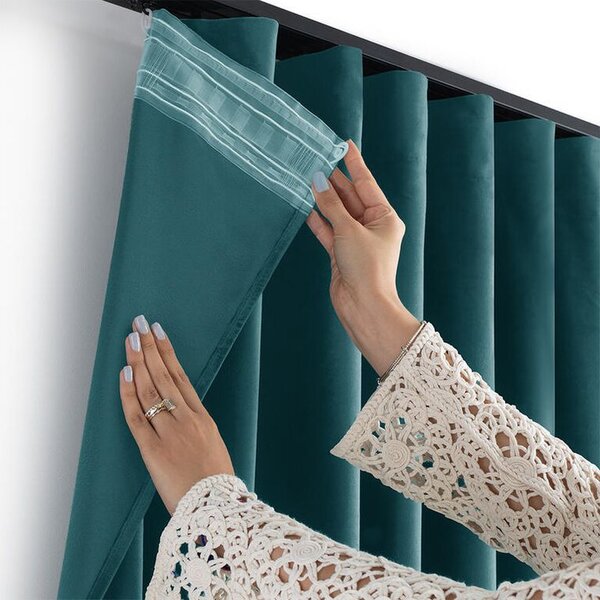 Draperie catifelată FILUMI petrol 140 x 250 cm 1 buc