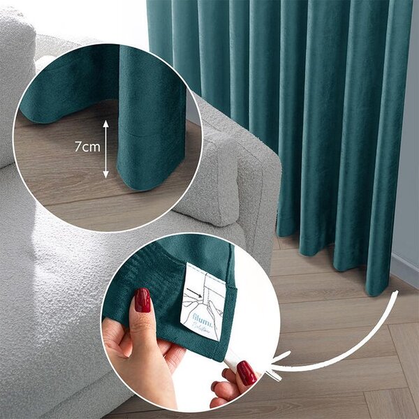Draperie catifelată FILUMI petrol 140 x 250 cm 1 buc
