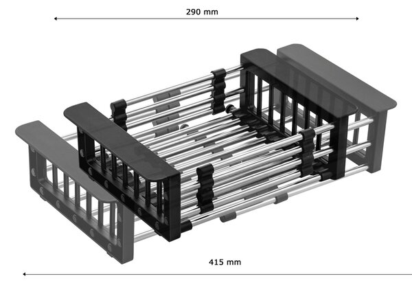 Gamma Gamma, scurgător telescopic pentru chiuvetă de bucătărie, crom negru, GMA-KO-BK