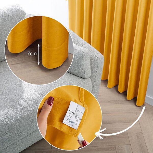 Draperie catifelată FILUMI muştar 140 x 250 cm 1 buc