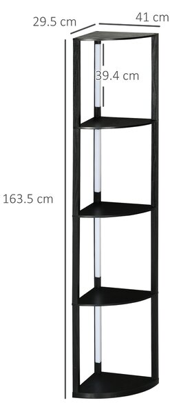 Lampa de Podea LED cu Rafturi, Lampa Moderna Independenta de Colt pentru Camera de Zi cu Lumina Alba Calda Reglabila, Negru HOMCOM | Aosom Romania