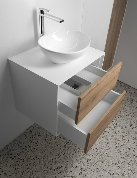 Aqualine Aqualine, Mobilier lavoar ZANYA 60x50x46cm, alb mat/stejar Emporio, ZA260
