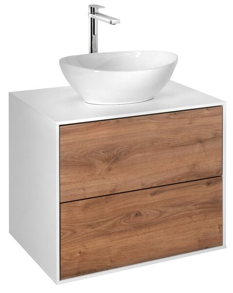 Aqualine Aqualine, Mobilier lavoar ZANYA 60x50x46cm, alb mat/stejar Emporio, ZA260