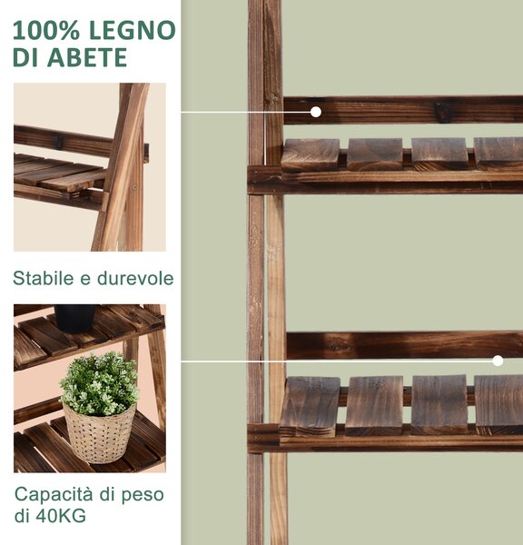 Outsunny Suport pentru Plante Pliabil, Jardinieră cu 3 Niveluri, Raft de Exterior pentru Plante, 40x37x93 cm, Lemn Natural | Aosom Romania