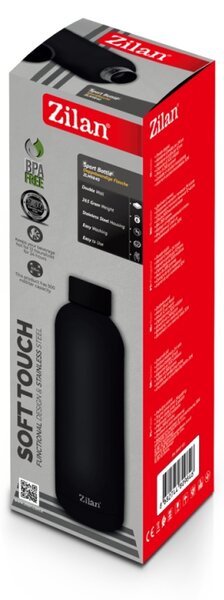Termos Zilan ZLN9840 tip sticla sport, capacitate 500ml, interior din inox, pereti dublii, negru