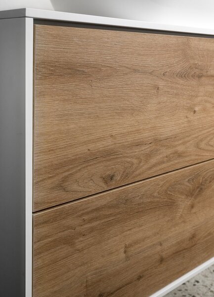 Aqualine Aqualine, Mobilier lavoar ZANYA 60x50x46cm, alb mat/stejar Emporio, ZA260
