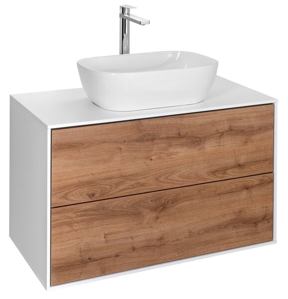 Aqualine Aqualine, Mobilier lavoar ZANYA 80x50x46cm, alb mat/stejar Emporio, ZA280