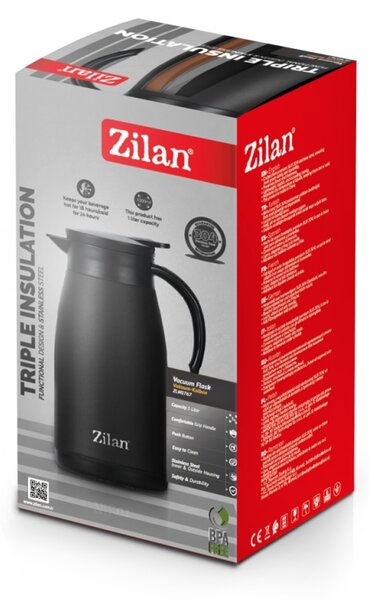 Termos Zilan ZLN0767 din inox, capacitate 1L, metine rece pana la 24 ore si cald pana la 18 ore