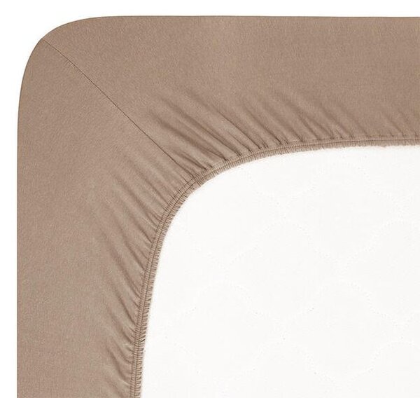 Cearșaf elastic jersey cu elastan culoarea nucului 90 x 200 cm
