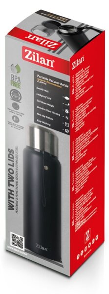 Termos portabil Zilan ZLN9914, capacitate 1L, pastreaza rece 24 ore, cald 12 ore, pereti dublii, negru