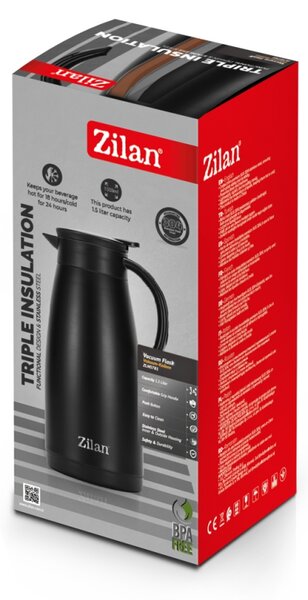 Termos Zilan ZLN0781 din inox, capacitate 1.5L, metine rece pana la 24 ore si cald pana la 18 ore