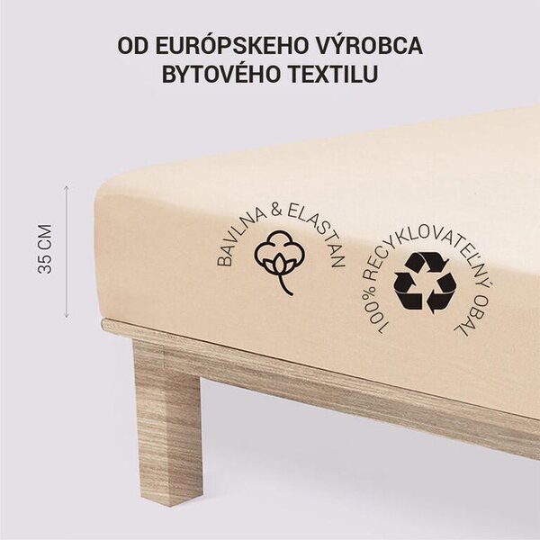 Cearșaf elastic jersey cu elastan culoarea cafelei 90 x 200 cm