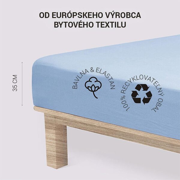 Cearșaf elastic jersey cu elastan albastru 90 x 200 cm