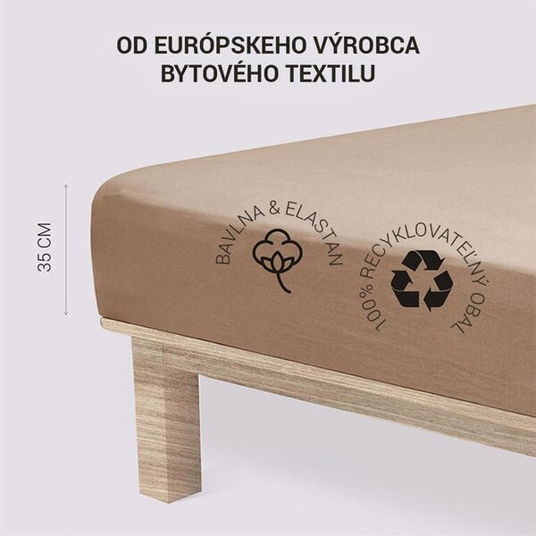 Cearșaf elastic jersey cu elastan culoarea nucului 90 x 200 cm