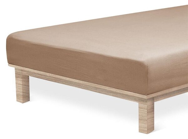 Cearșaf elastic jersey cu elastan culoarea nucului 90 x 200 cm